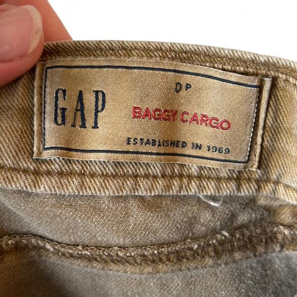 Y2K GAP Baggy Cargo Pants 0P Khaki Utility Streetwear Low Rise sz. XS - Picture 6 of 6